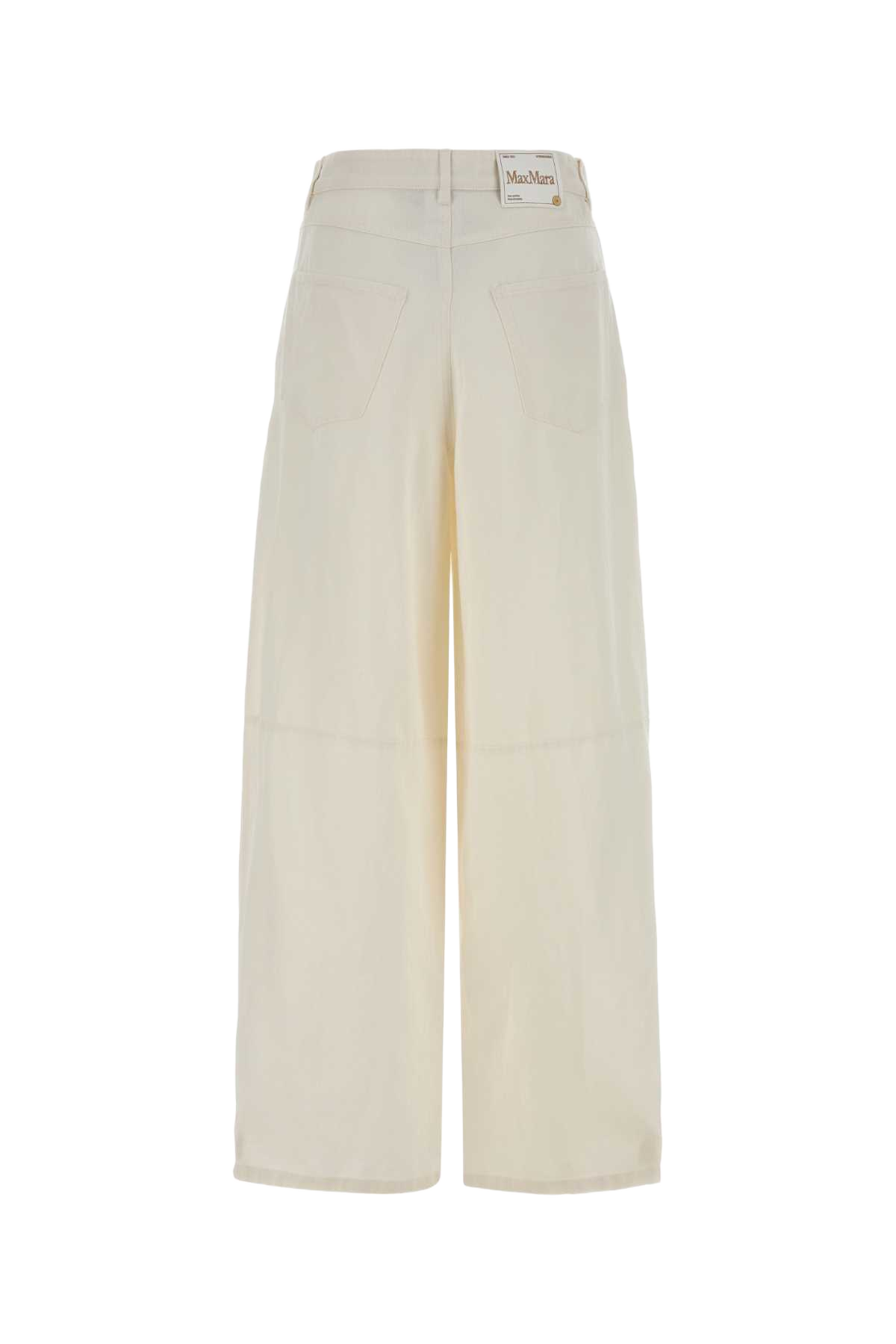 White Denim Aloa Wide-Leg Jeans Bianco Exterior: Cotton Linen Pantaloni