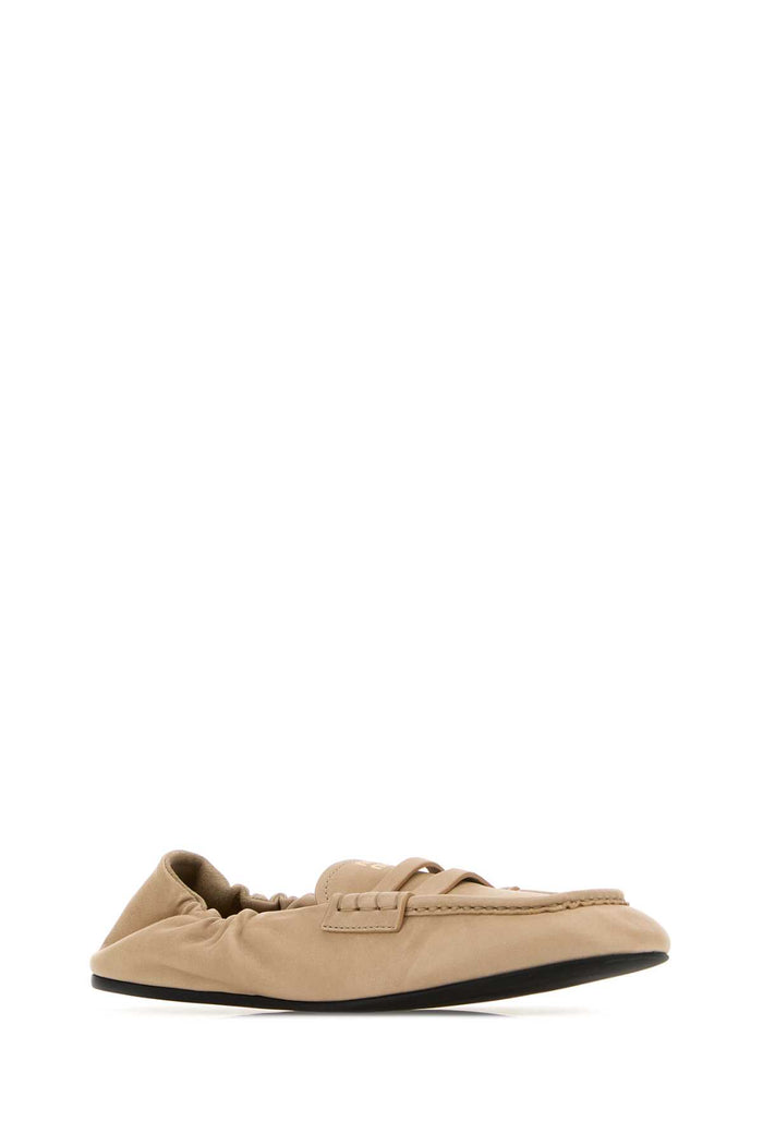 Sand Nappa Leather Ruches Loafers Corda Mocassini