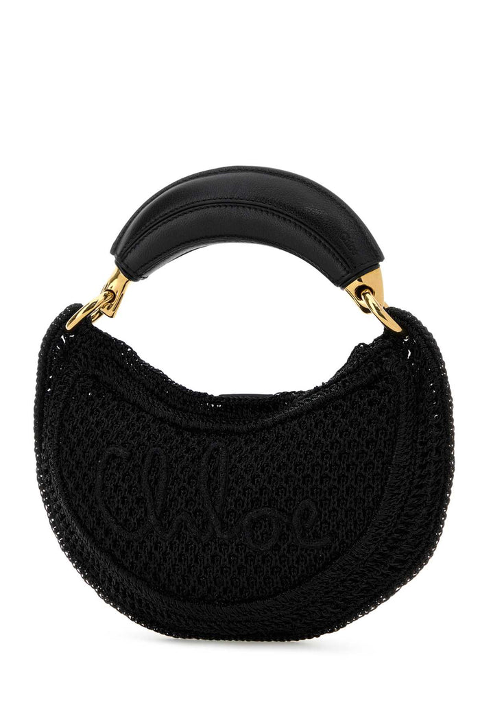 Black Raffia Mini Summer Banana Handbag Borse A Mano