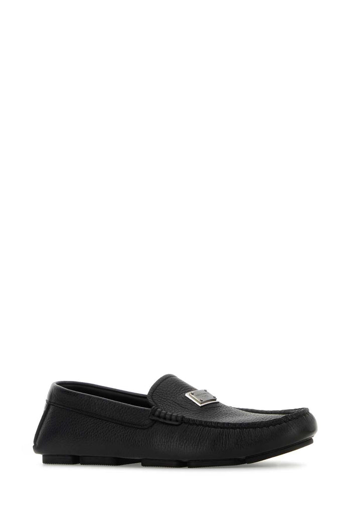 Black Leather Loafers Nero Mocassini