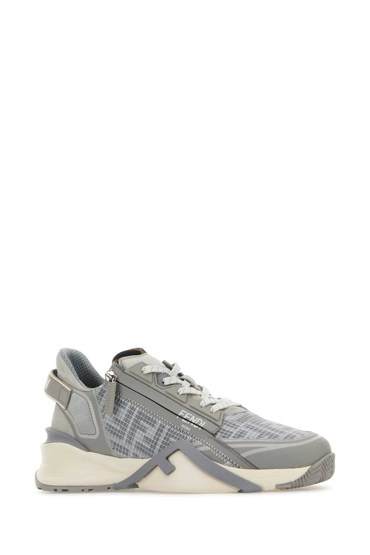 Grey Fabric Fendi Flow Sneakers Gray+ston+elep Ghiac