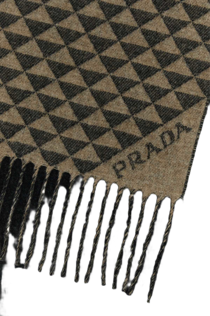 Embroidered Wool Blend Scarf Antracitenoisette Wows Sciarpe E Foulard