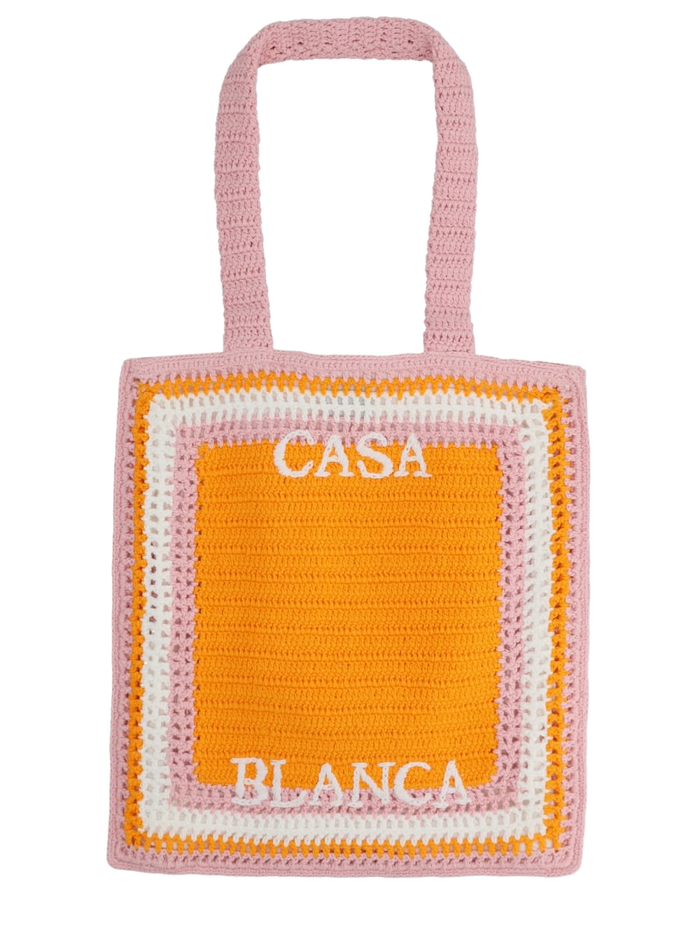 Tote Bag With Logo Orange Cotton Handbags