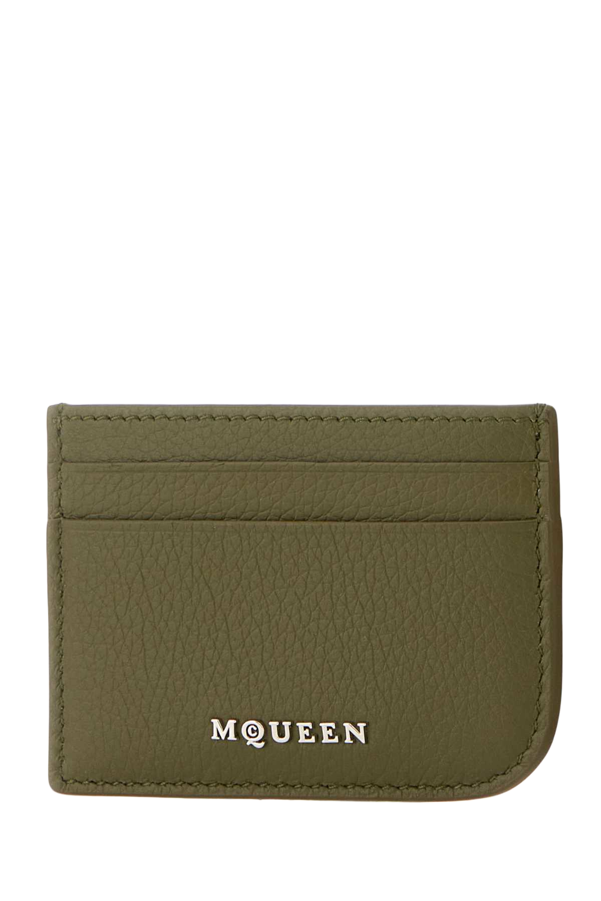Army Green Leather Card Holder Militarysilver Portafogli