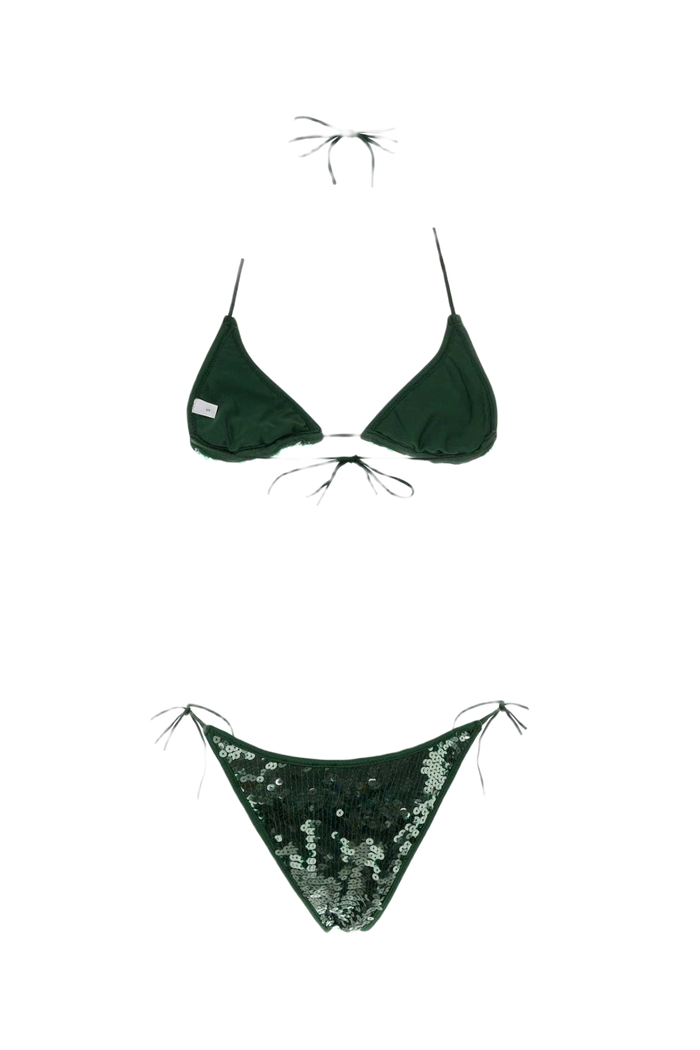Embellished Polyester Marylin Bikini Green Costumi Da Bagno