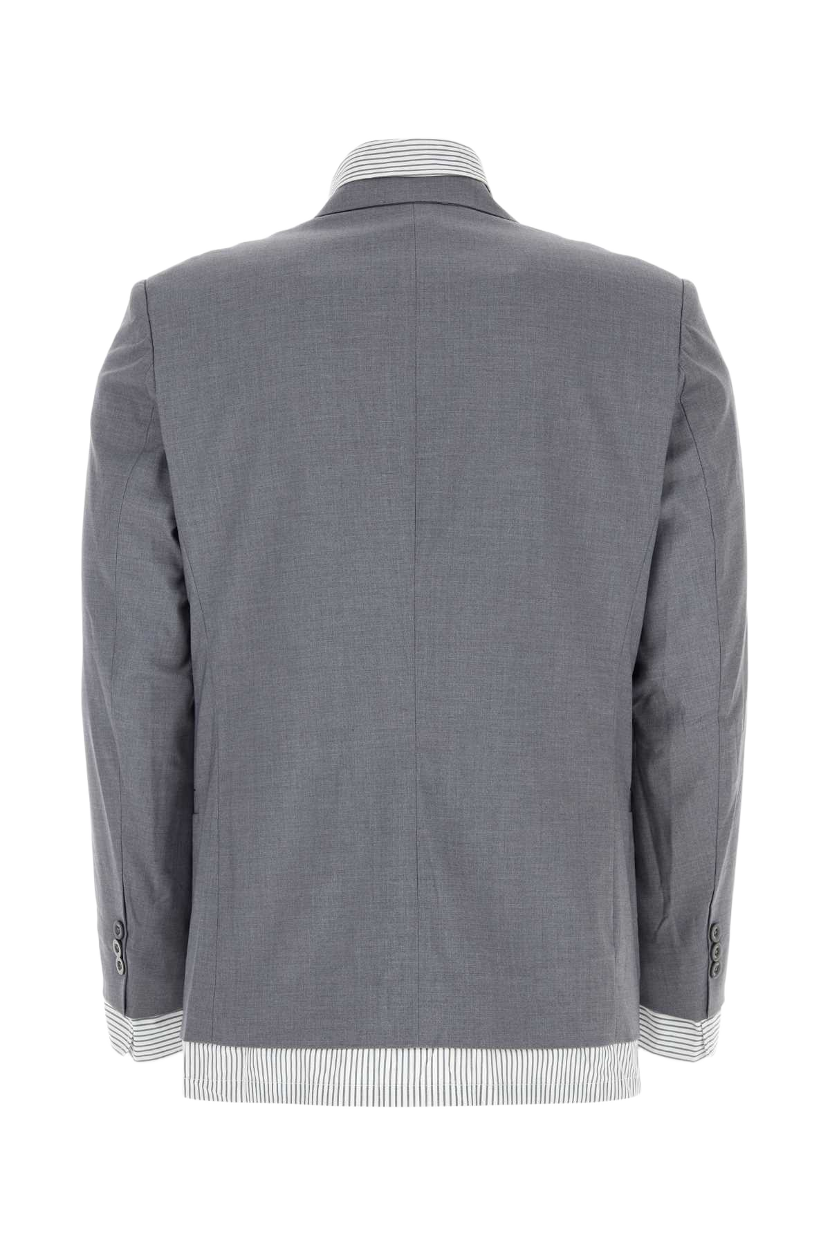 Grey Stretch Polyester Blend Blazer Giacche E Gilet