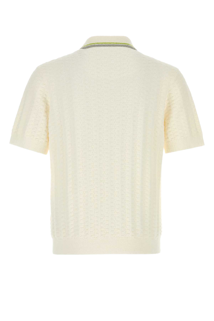 Ivory Boucle Polo Shirt White