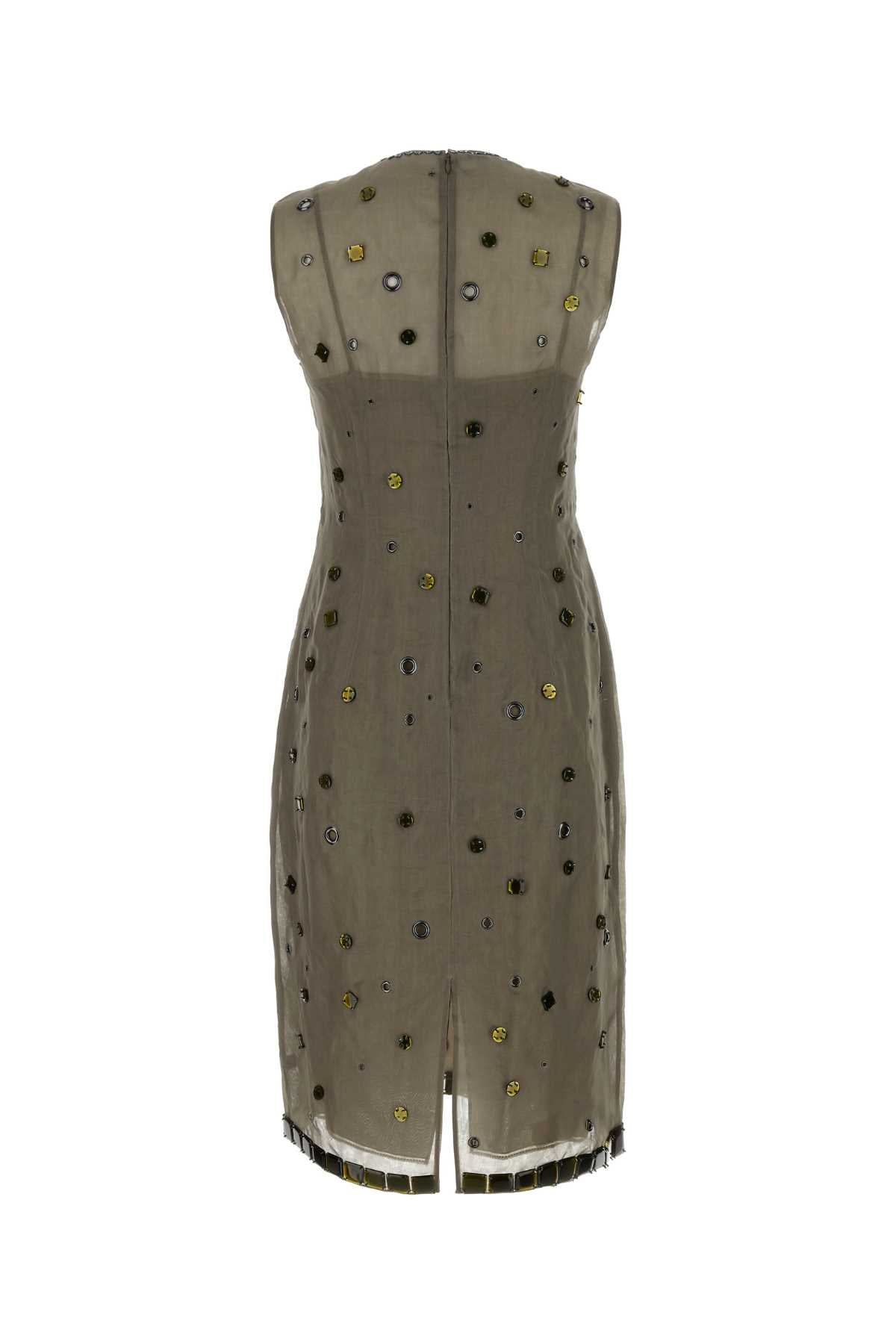 Abito In Organza Tortora Militare Abiti