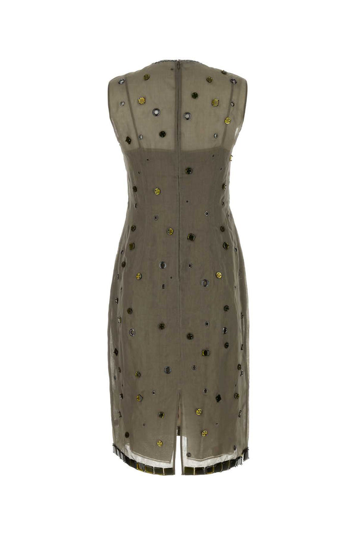 Abito In Organza Tortora Militare Abiti
