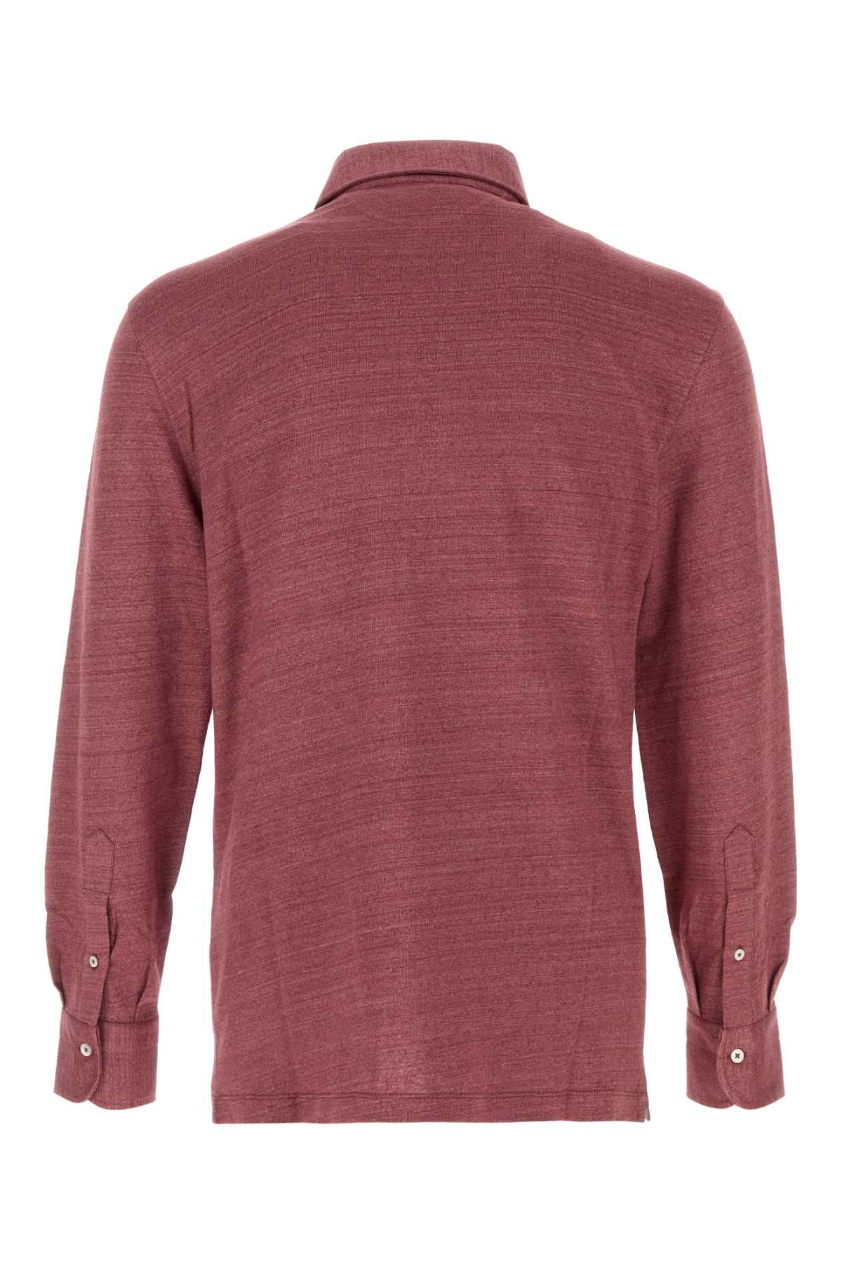 Plum Linen Polo Shirt C695 Exterior: Cotton