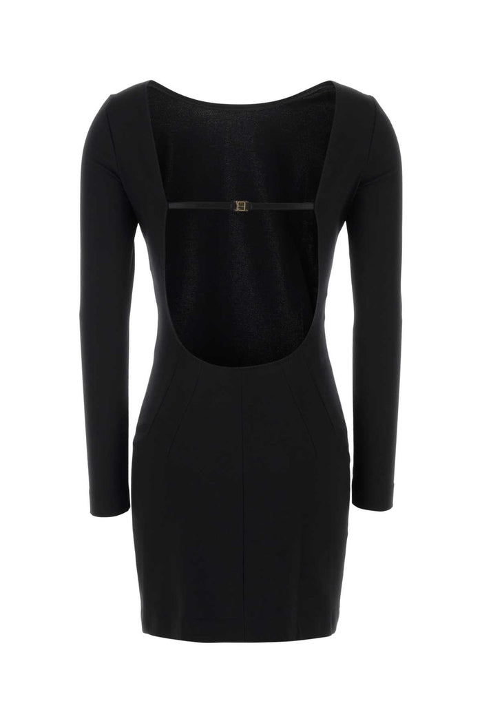 Black Stretch Viscose Blend Mini Dress Nero Abiti