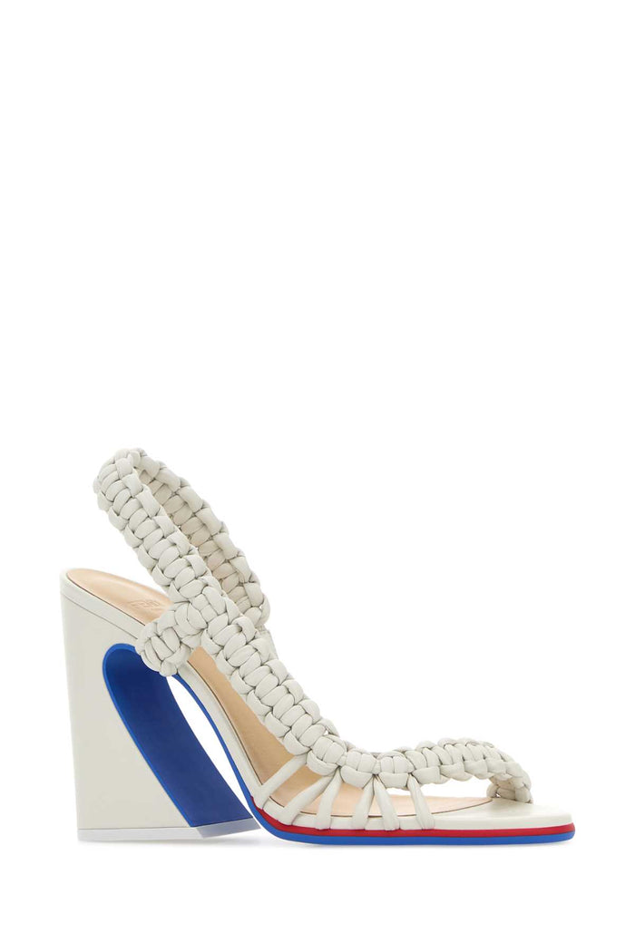 White Leather Fendi Arc Sandals Artiq.whit+rosso Blu Sandali
