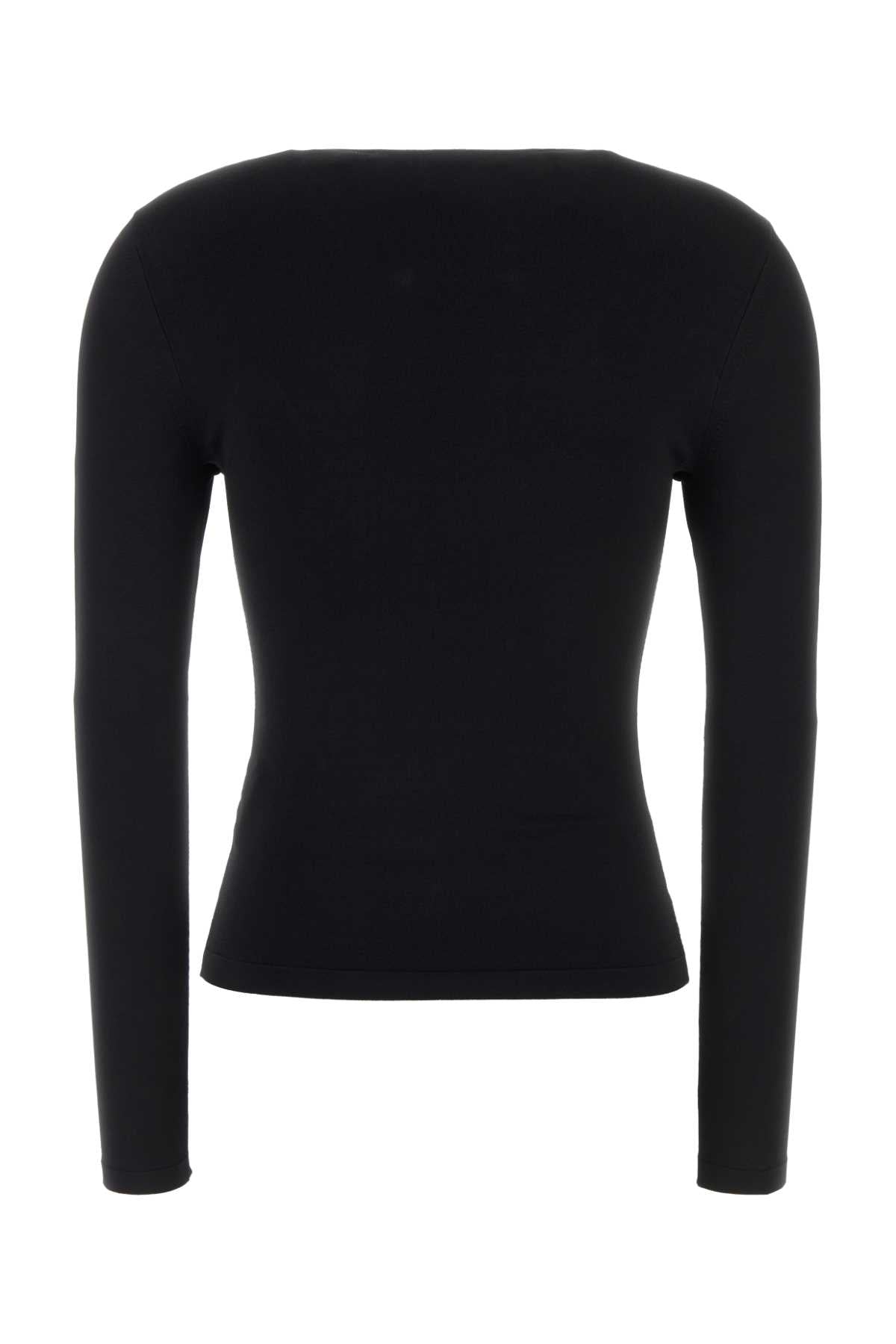 Black Stretch Viscose Blend T-Shirt