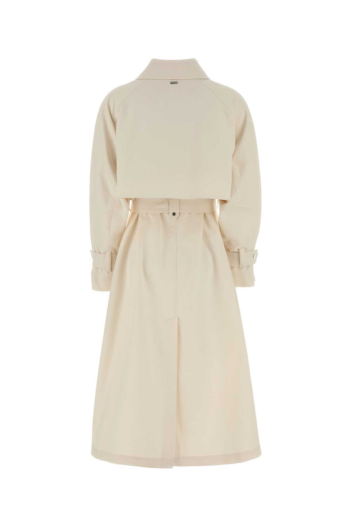 Ivory Jersey Trench Coat Bianco
