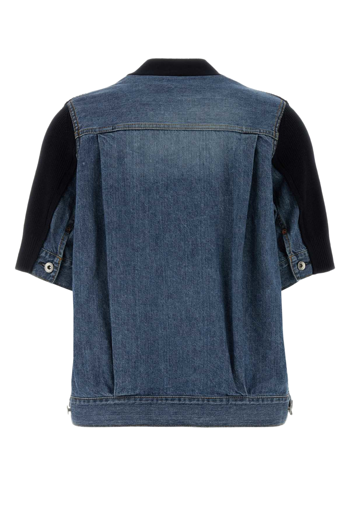 Two-Tone Denim And Knit Cardigan Navyblue Maglieria