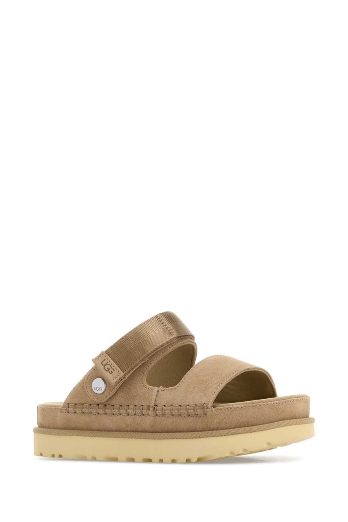 Beige Suede Goldenstar Slippers Sand Upper Material Leather
