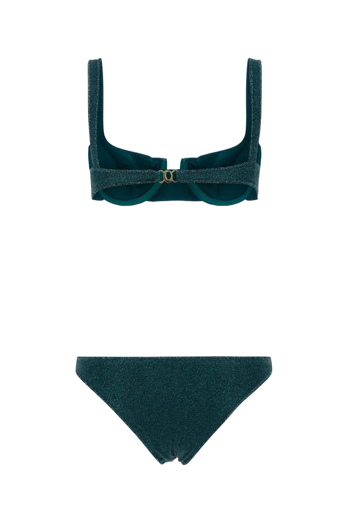 Petrol Blue Nylon Blend Bikini Peacock Costumi Da Bagno