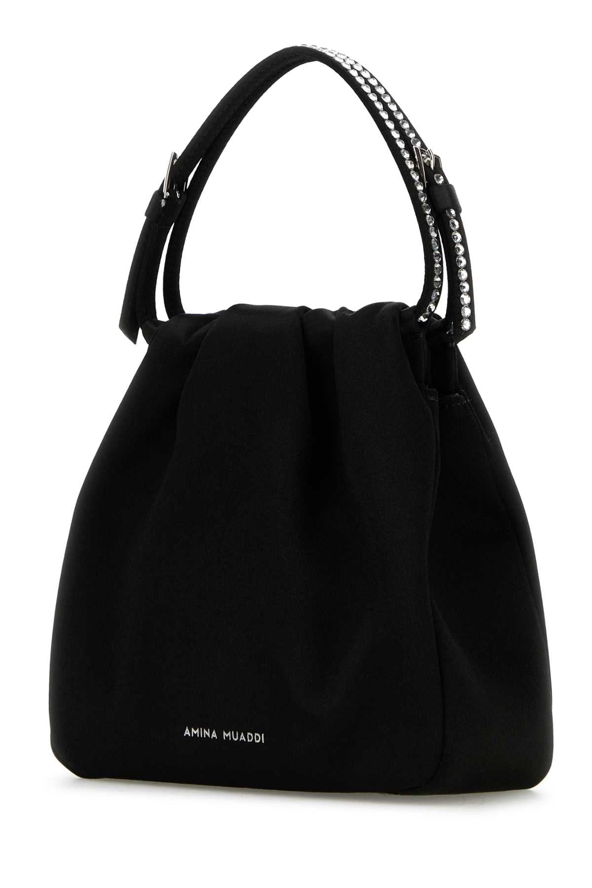 Black Satin Vittoria Crystal Handbag Blkwhtsil Borse A Mano