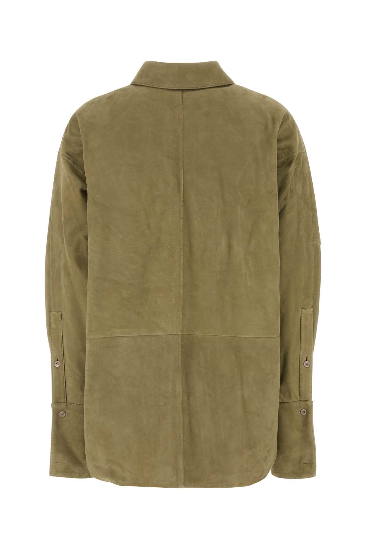 Sage Green Suede Shirt Exterior: Camicie