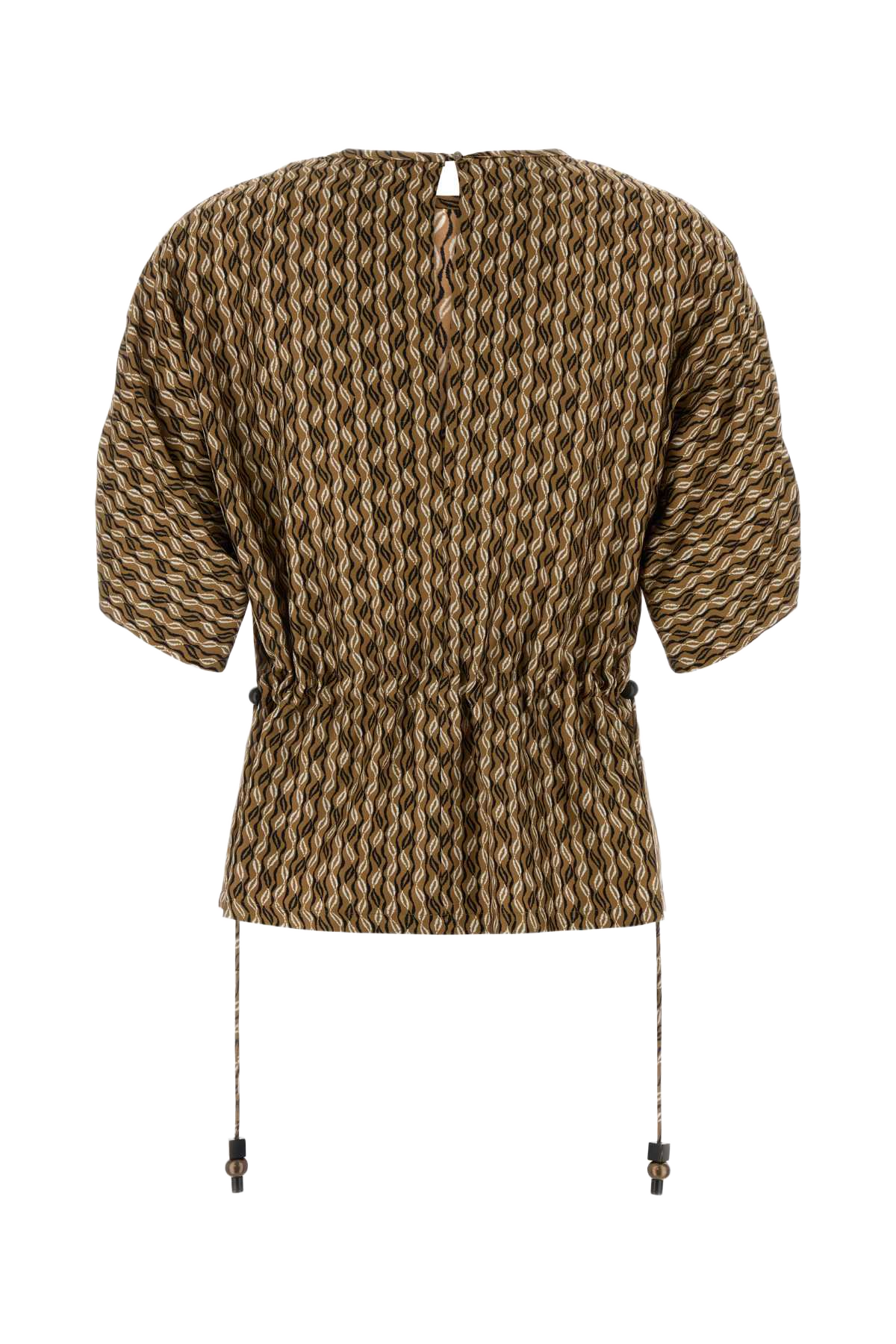 Printed Silk Nordica Blouse Nocciola Exterior: Giacche E Gilet