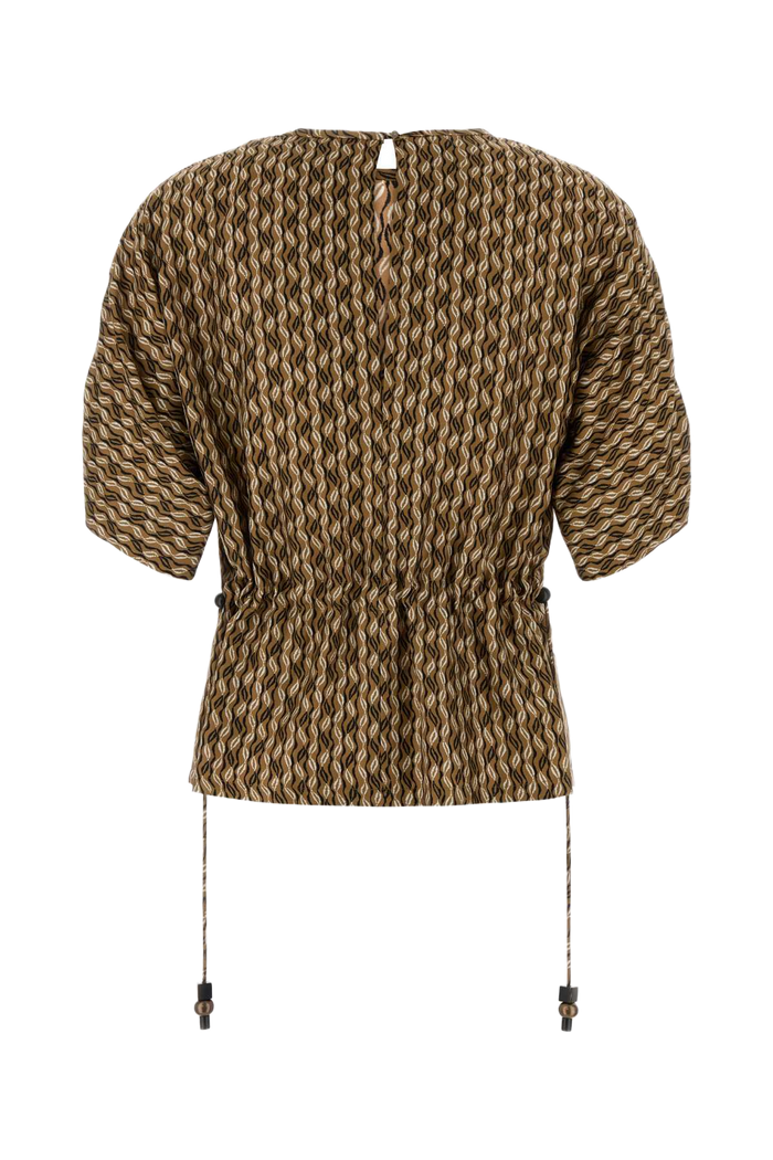 Printed Silk Nordica Blouse Nocciola Exterior: Giacche E Gilet