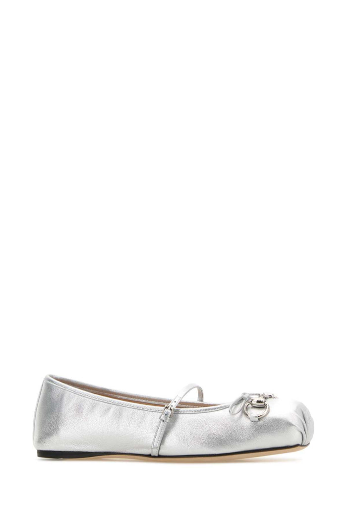 Silver Leather Ballerinas Argento Lamb Ballerine