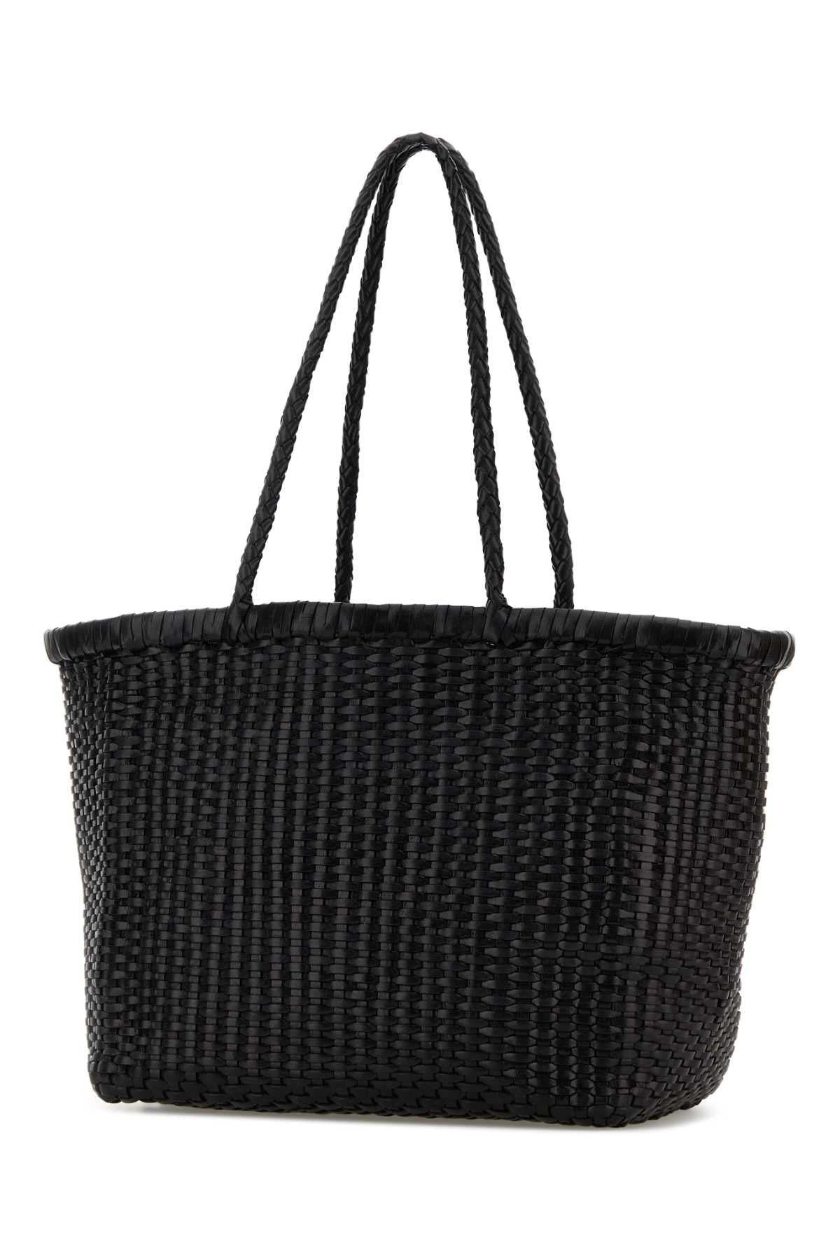 Black Leather B Weave Bucket Bag Exterior: Borse A Mano