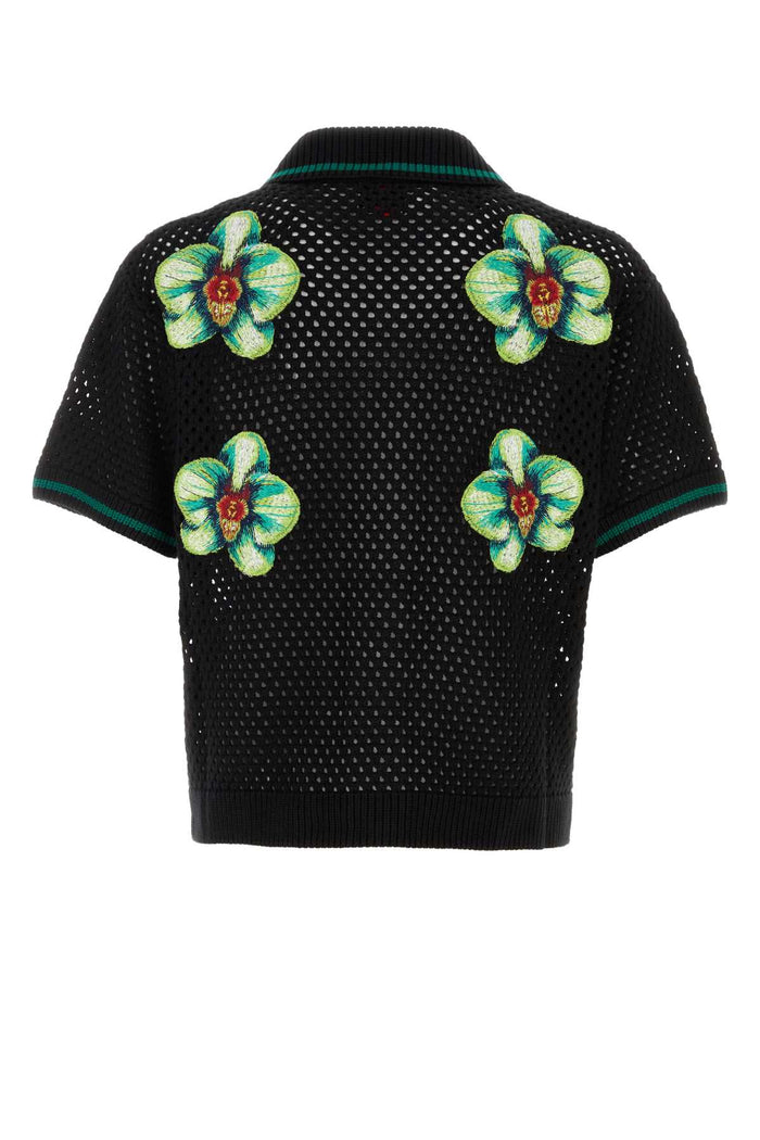 Black Crochet Shirt Glitchorchid Exterior: Cotton Camicie