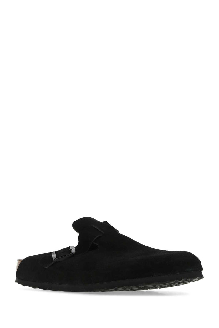 Black Suede Boston Slippers Pelle