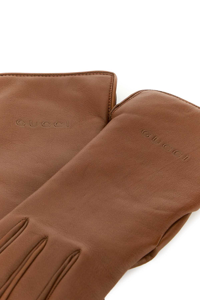 Caramel Leather Gloves Brown Guanti