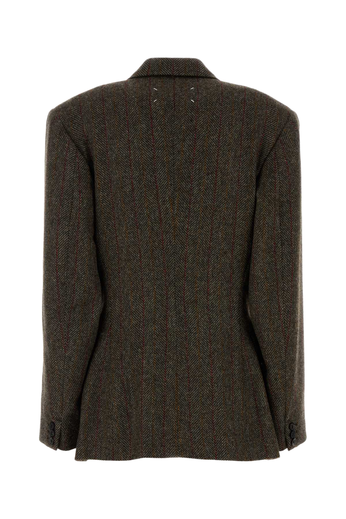 Embroidered Wool Blazer Brown Giacche E Gilet