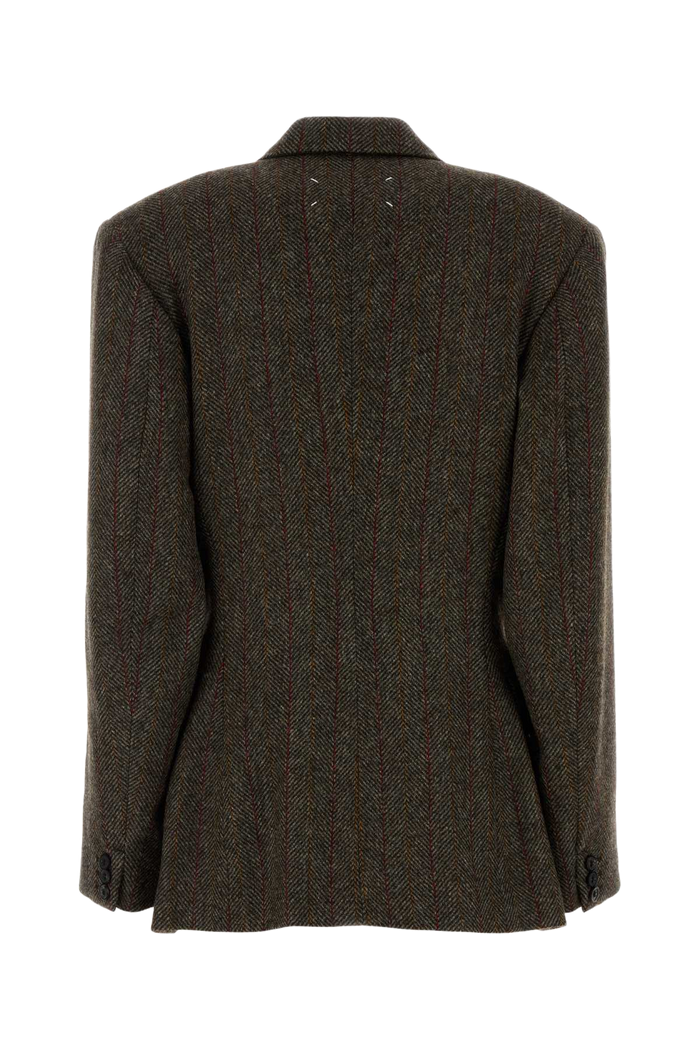 Embroidered Wool Blazer Brown Giacche E Gilet