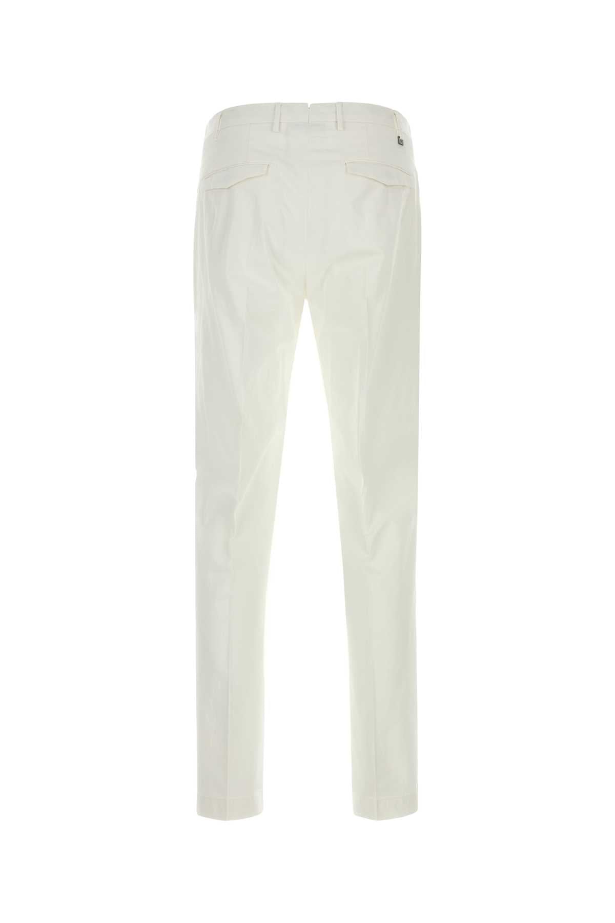 White Stretch Cotton Pant Y010 Exterior: Elastane Pantaloni