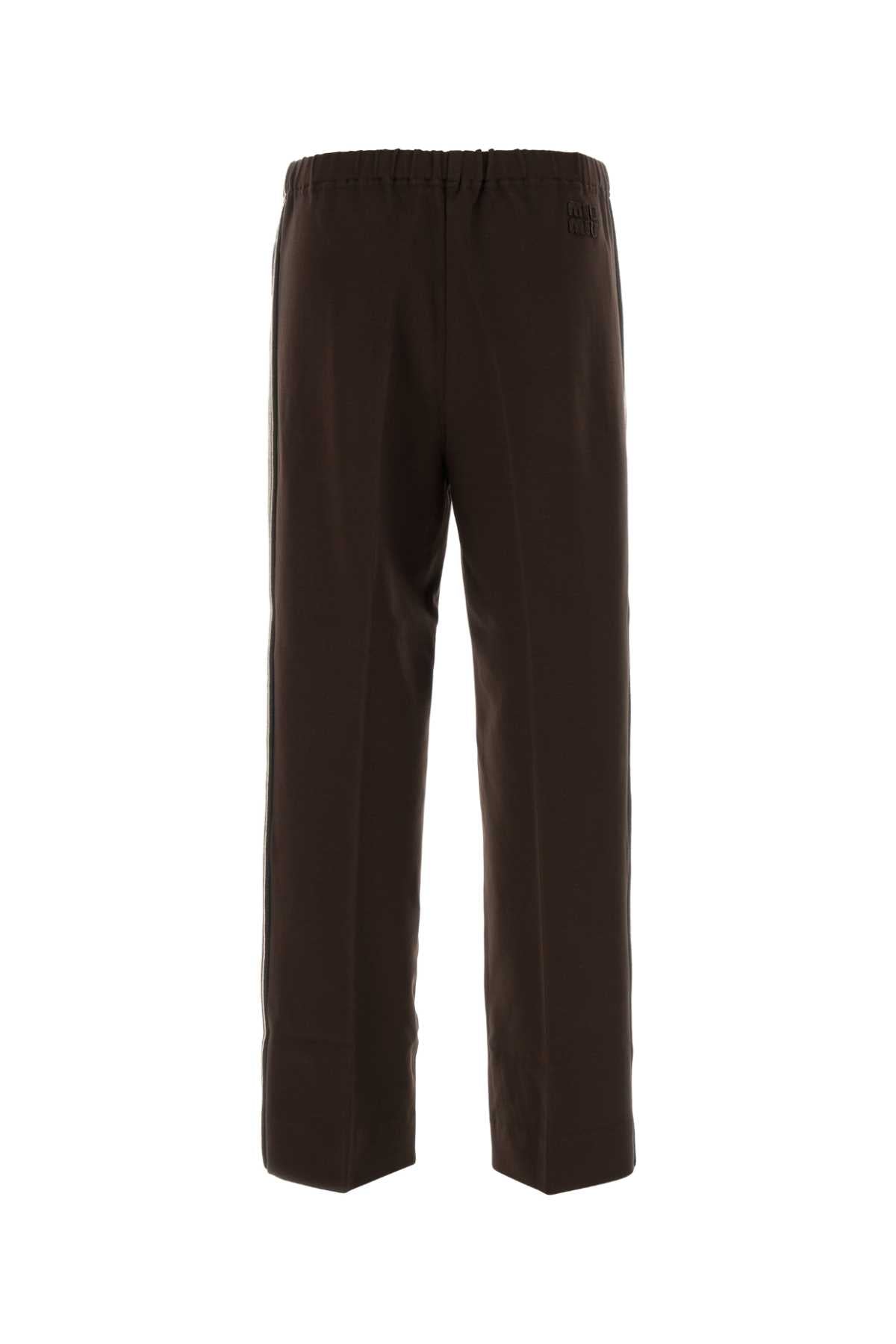 Brown Stretch Viscose Blend Pant Cacao Eapavi Pantaloni
