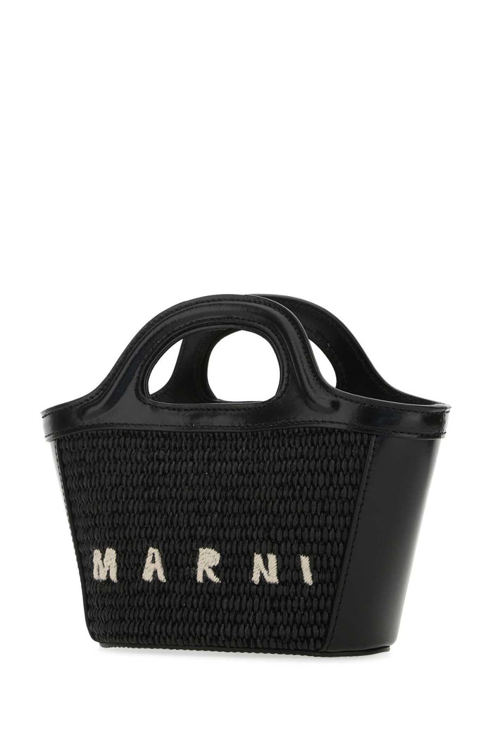 Black Leather And Straw Micro Tropicalia Summer Handbag 00n99 Borse A Mano