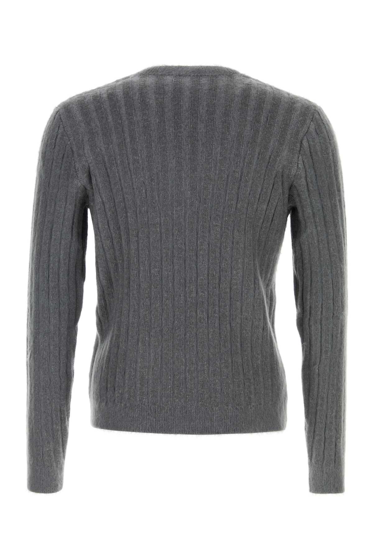 Dark Grey Stretch Mohair Blend Sweater Smoke Maglieria