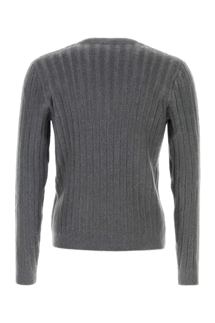 Dark Grey Stretch Mohair Blend Sweater Smoke Maglieria