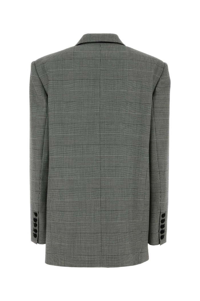 Embroidered Wool Blend Blazer Eab Noir/blanc Giacche E Gilet