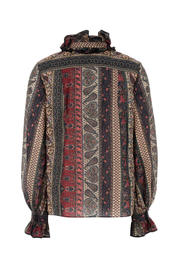 Printed Cotton Blend Blouse Multicolor Exterior: Polyester Maglie