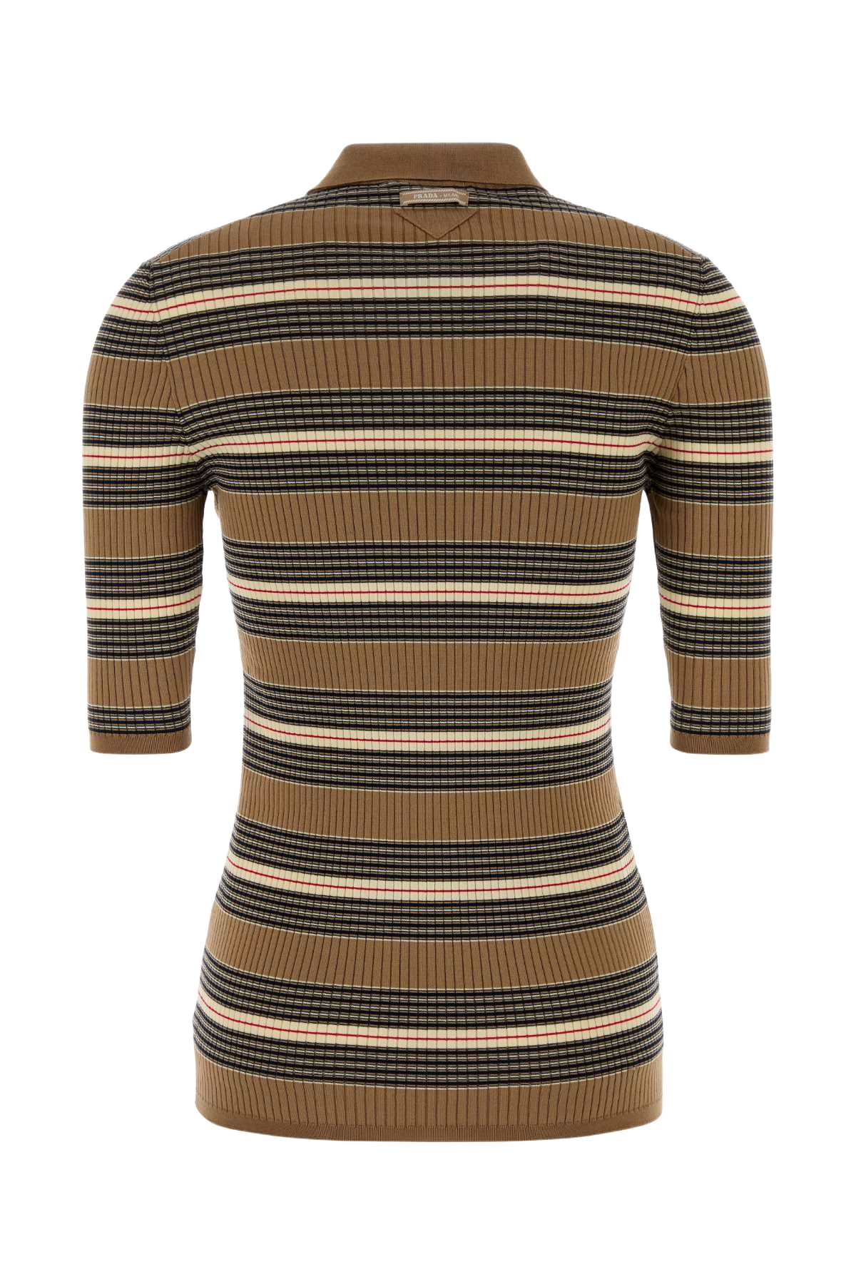 Embroidered Stretch Cotton Blend Polo Shirt Cammello