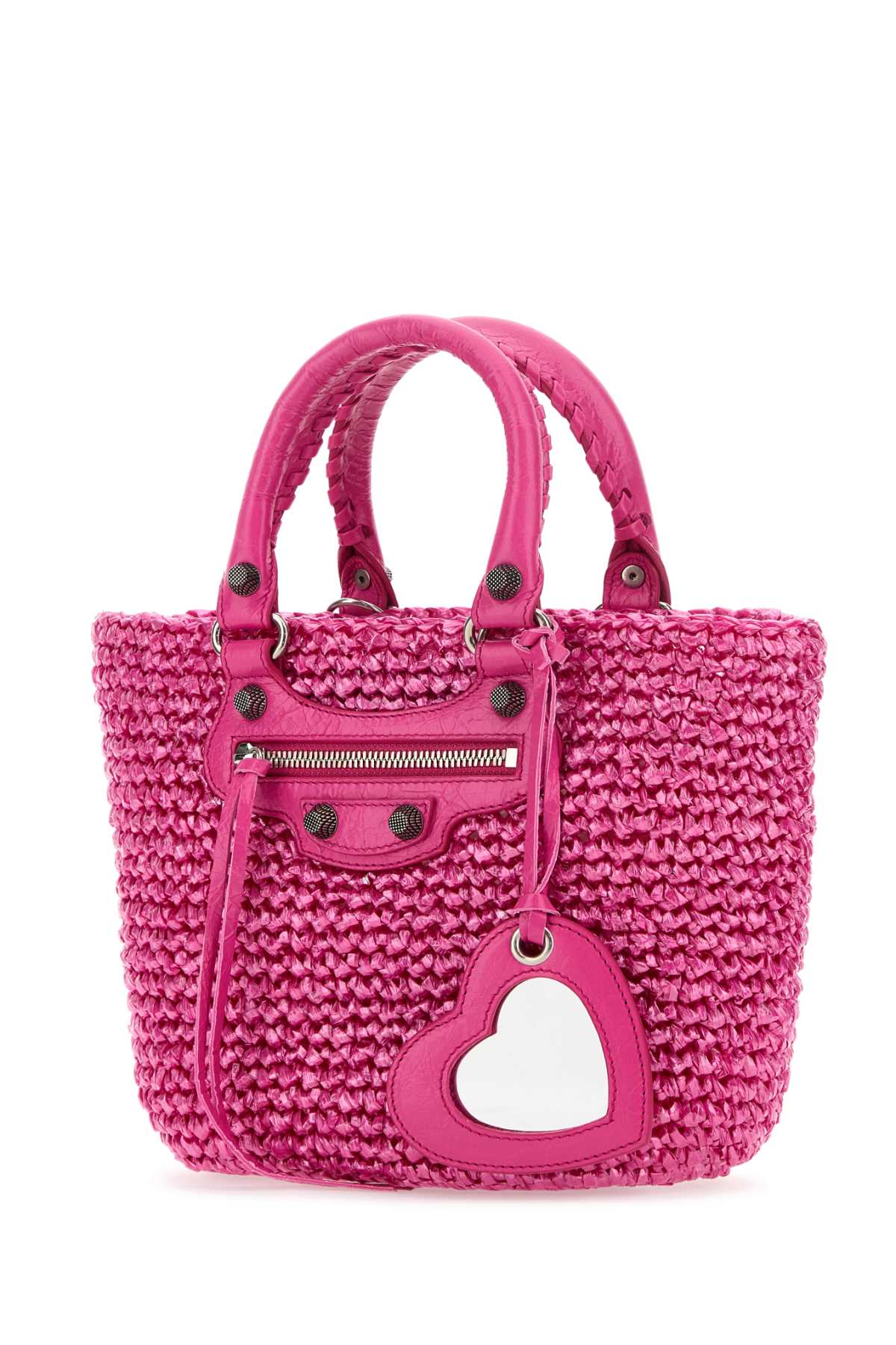 Fuchsia Raffia Small Le Cagole Panier Handbag Lightpink Borse A Mano