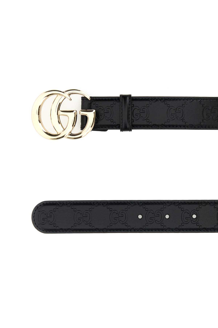Black Leather Belt Blackblackblack Calf Skin Cinture