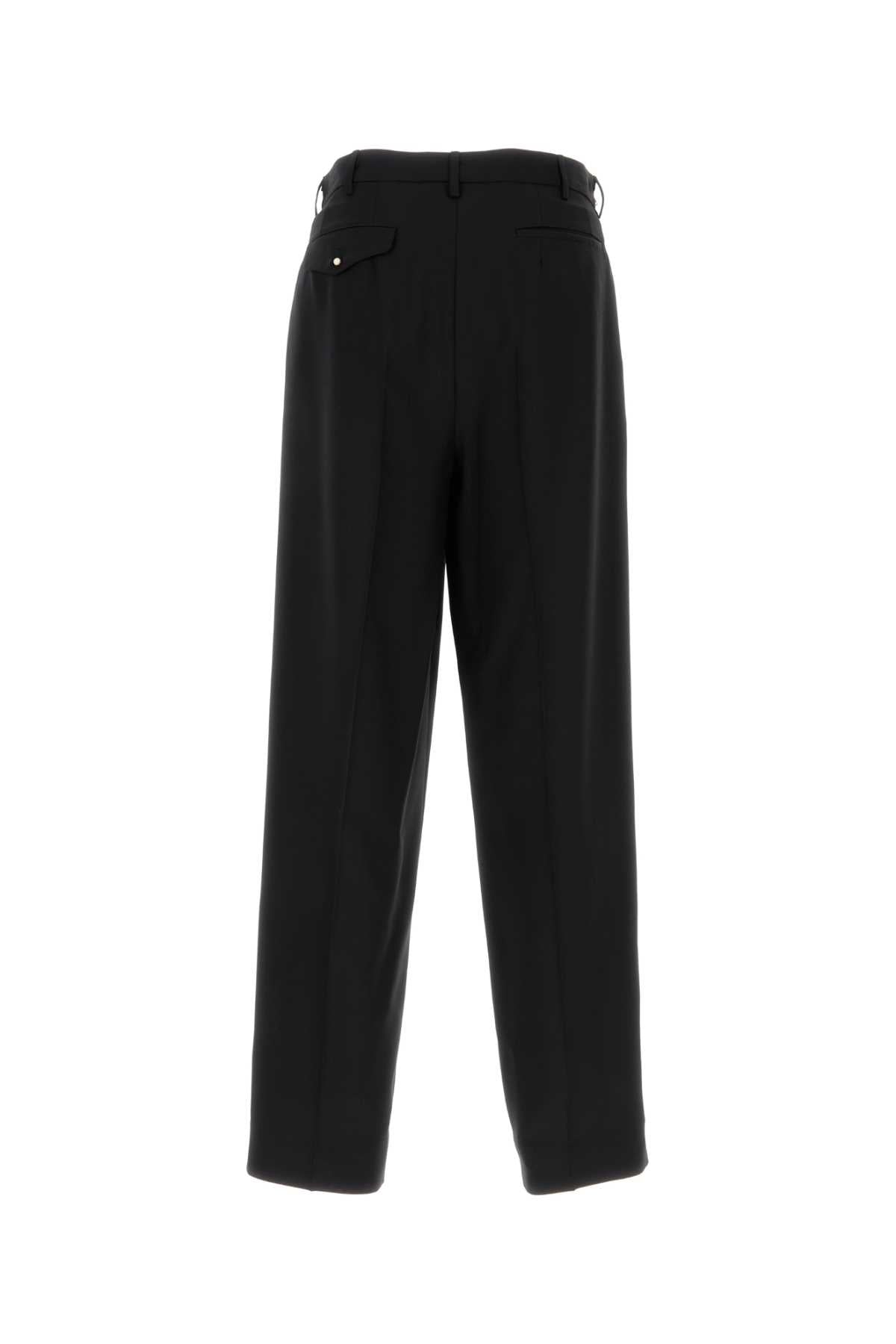 Black Wool Wide-Leg Pant Exterior: Virgin Pantaloni