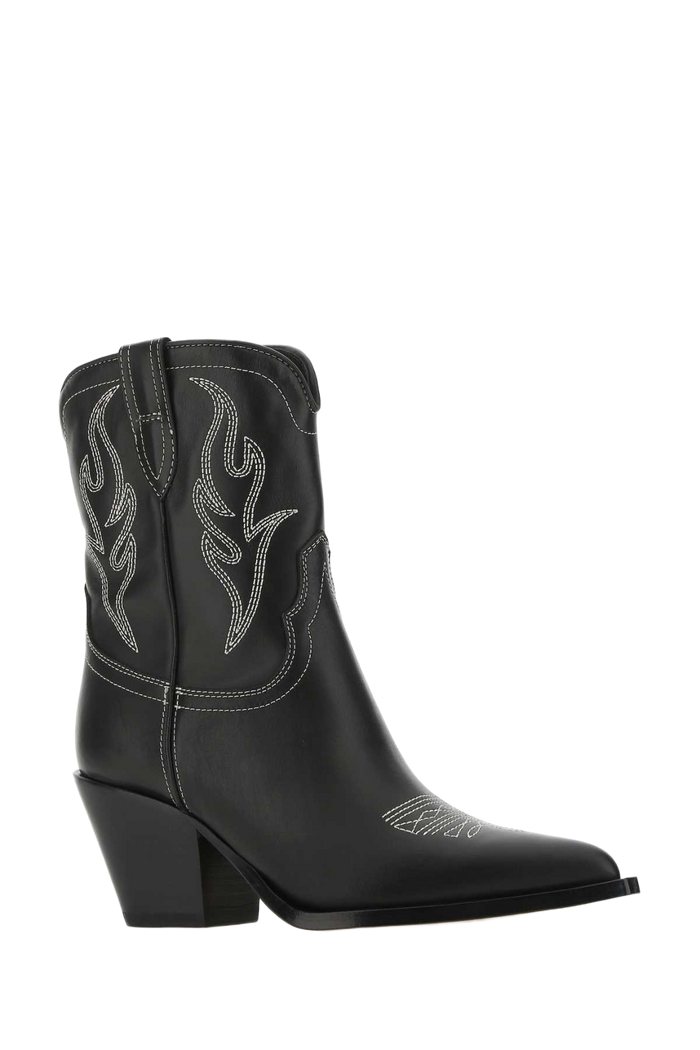 Black Leather Perla Ankle Boots Stivali