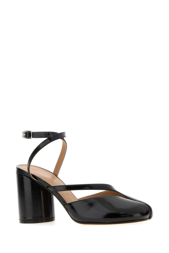 Black Leather Tabi Pumps Lightbrown Scarpe Con Tacco