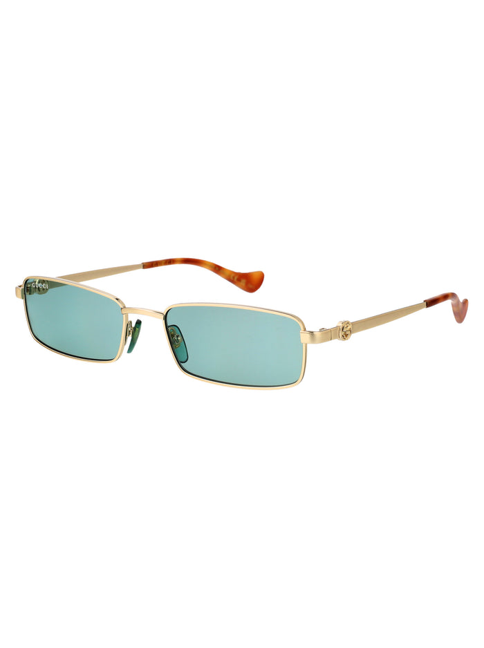 003 Gold Green Metal Sunglasses