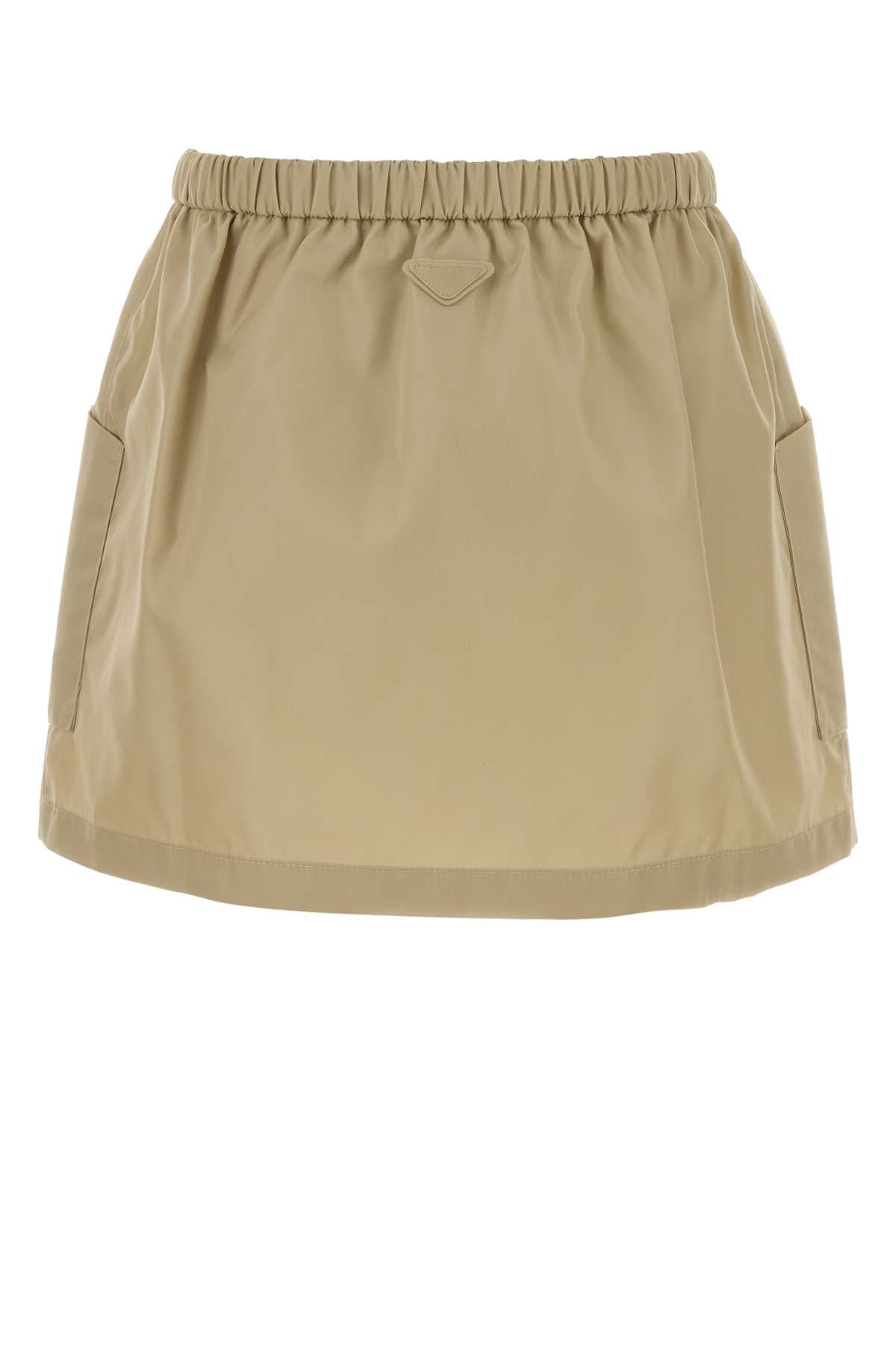 Beige Re-Nylon Mini Skirt Deserto Exterior: Gonne