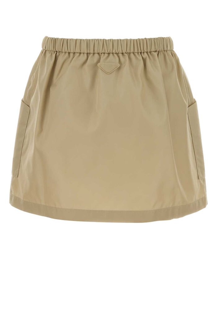 Beige Re-Nylon Mini Skirt Deserto Exterior: Gonne