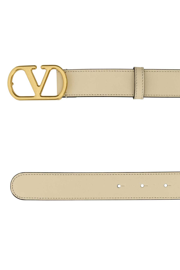 Ivory Leather Vlogo Belt Butterwhite Cinture
