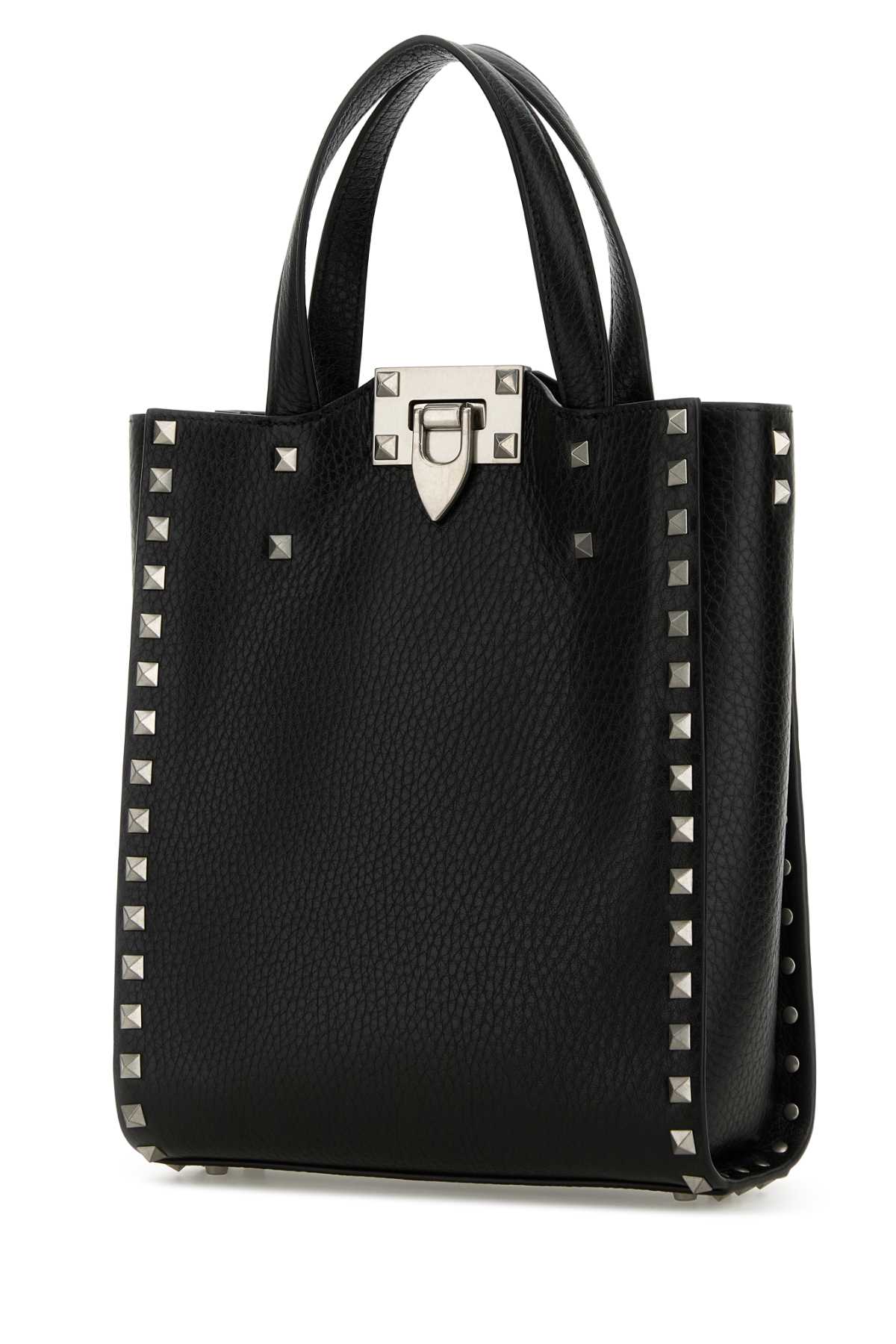 Black Leather Rockstud Handbag Nero Borse A Mano